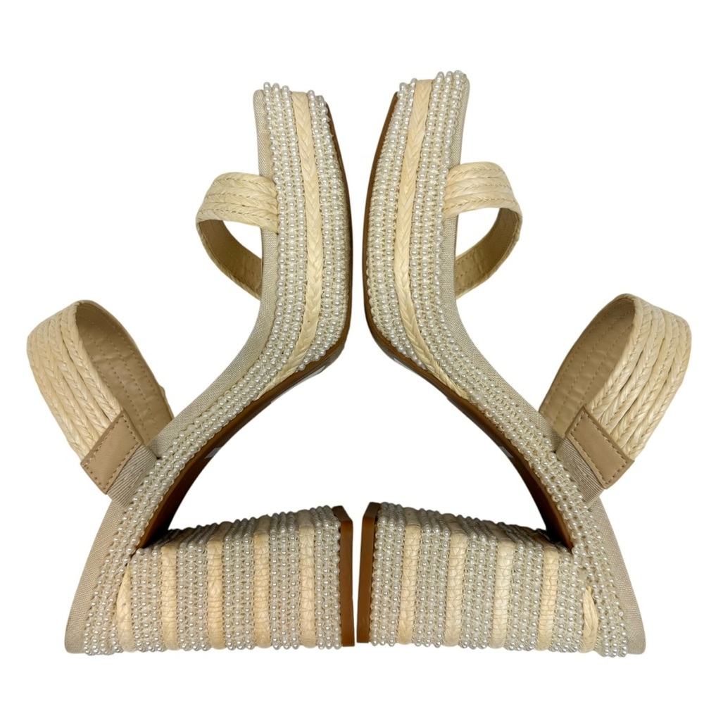 Dolce Vita Cream Braided Pearl-Trim Block Heel Sandal - Picture 9 of 14